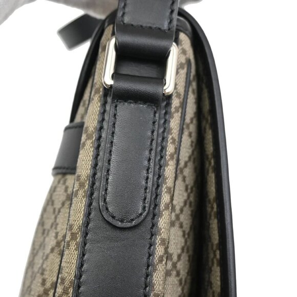 GUCCI Logo Diamante Shoulder Crossbody Bag PVC Leather Black Brown SHW - Picture 7 of 16